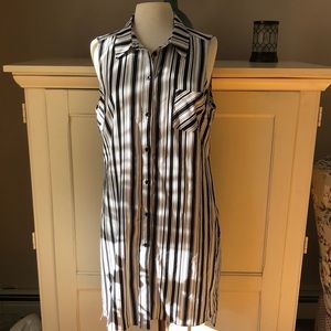 White House Black Market Striped Sleeveless Tunic Shirt Dress